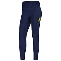 Women's KadyLuxe  Navy Michigan Wolverines 7/8 Mixed Media Pocket iLeggings