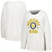 Women's League Collegiate Wear White Michigan Wolverines Clothesline Oversized Long Sleeve T-Shirt