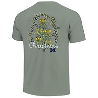 T-shirt de Noël vert clair pour femmes Michigan Wolverines, motif sapin Noël, couleurs confortables