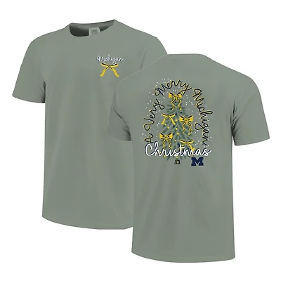 Women's  Light Green Michigan Wolverines Christmas Tree Comfort Colors T-Shirt