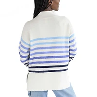 Pull oversize à col montant Simone Striple Michigan Wolverines pour femme de Lusso White
