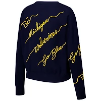 Pull brodé Love Note bleu marine Michigan Wolverines pour femme