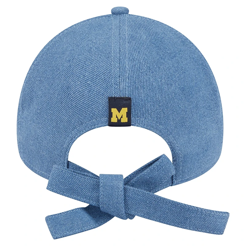 Women's New Era Denim Michigan Wolverines A-Frame 9FORTY Adjustable Hat