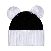 Bonnet en tricot à revers ton sur ton avec double pompon pour femme New Era bleu marine Michigan Wolverines