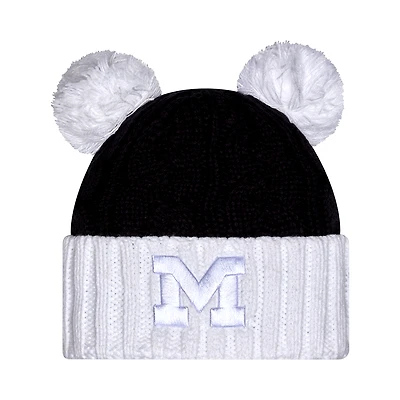Women's New Era  Navy Michigan Wolverines Tonal Cuffed Knit Hat with Double Poms