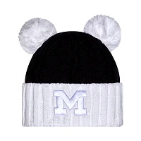 Women's New Era  Navy Michigan Wolverines Tonal Cuffed Knit Hat with Double Poms