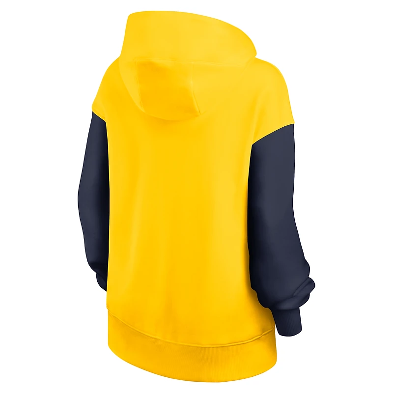 Sweat à capuche surdimensionné Nike Michigan Wolverines Legacy Phoenix pour femme, couleur maïs/bleu marine