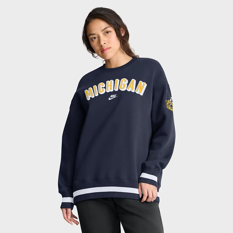 Women's Nike Navy Michigan Wolverines Oversized Legacy Phoenix Sweatshirt