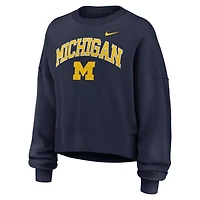 Women's Nike Navy Michigan Wolverines Oversized Phoenix Arch Pullover Sweatshirt