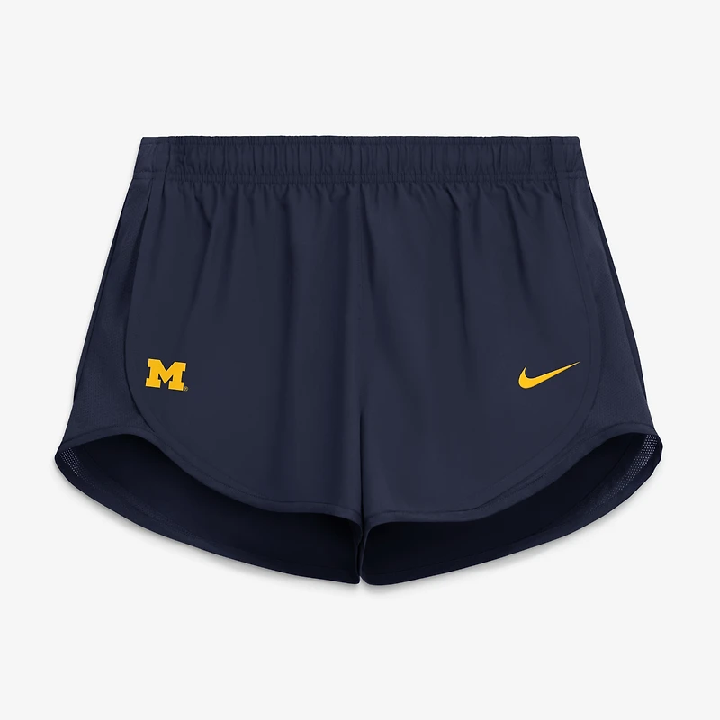 Women's Nike Navy Michigan Wolverines Tempo Mid-Rise Dri-FIT Shorts