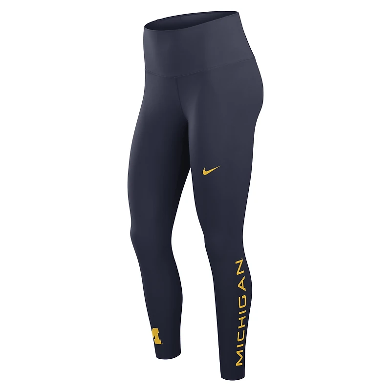 Leggings 7/8 Nike pour femme, bleu marine, Michigan Wolverines Zenvy, taille haute, technologie Dri-FIT
