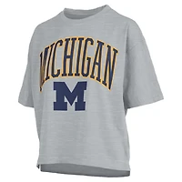 Women's Pressbox Navy Michigan Wolverines Nelson Arch Over Logo Waist Length Oversized Slub T-Shirt