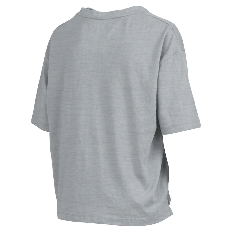 Women's Pressbox Navy Michigan Wolverines Nelson Arch Over Logo Waist Length Oversized Slub T-Shirt