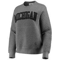 Sweat-shirt matelassé pour femme Pressbox Heather Charcoal Michigan Wolverines Moose