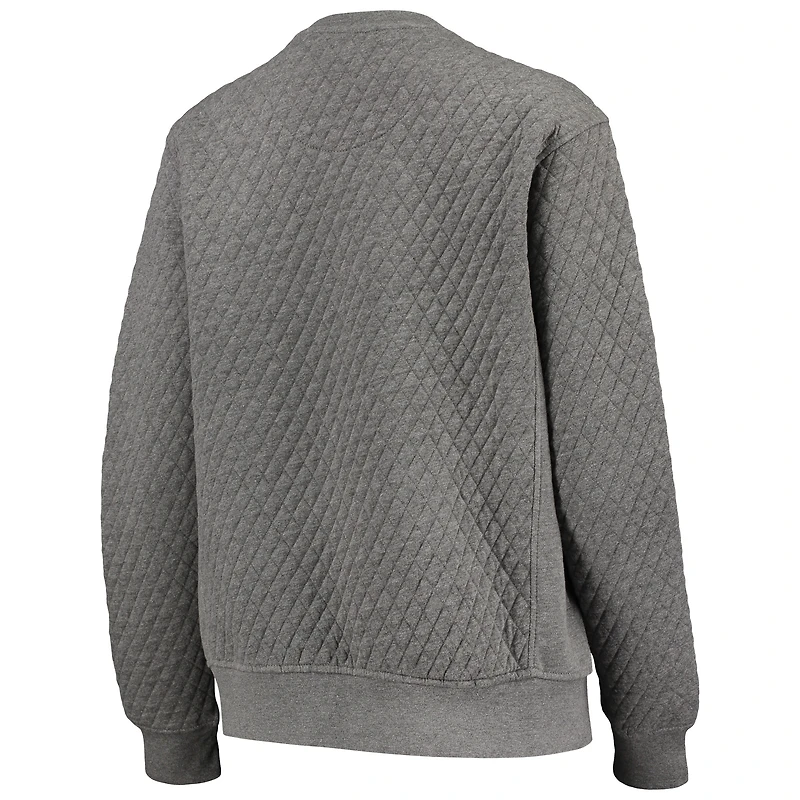 Women's Pressbox Heather Charcoal Michigan Wolverines Moose Quilted Pullover Sweatshirt