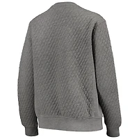 Women's Pressbox Heather Charcoal Michigan Wolverines Moose Quilted Pullover Sweatshirt