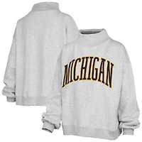 Sweat-shirt à col montant Nelson surdimensionné gris chiné pour femme, Michigan Wolverines, Pressbox