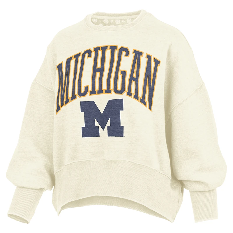 Sweat-shirt ras du cou surdimensionné à taille haute pour femme, coupe naturelle, des Wolverines Michigan
