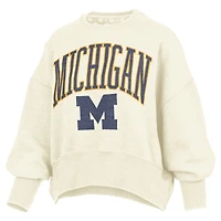 Sweat-shirt ras du cou surdimensionné à taille haute pour femme, coupe naturelle, des Wolverines Michigan