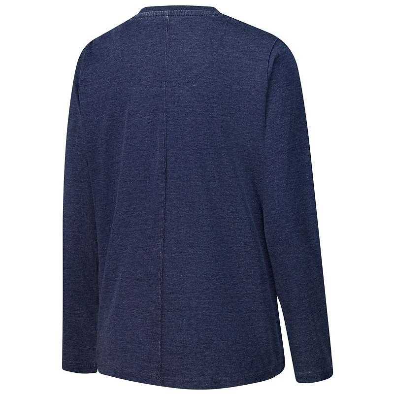 Women's Pressbox Navy Michigan Wolverines Chandler Olive Leaf Arch Long Sleeve T-Shirt