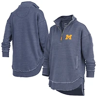 Women's Pressbox Navy Michigan Wolverines Northfork Sojourn Poncho Quarter-Zip Sweatshirt