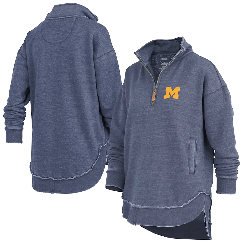 Sweat-shirt zippé quart de tour pour femme, bleu marine, avec poncho Northfork Sojourn des Michigan Wolverines