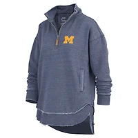 Women's Pressbox Navy Michigan Wolverines Northfork Sojourn Poncho Quarter-Zip Sweatshirt