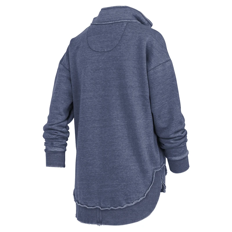 Sweat-shirt zippé quart de tour pour femme, bleu marine, avec poncho Northfork Sojourn des Michigan Wolverines