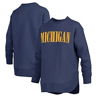 Sweat-shirt matelassé à manches longues pour femme Pressbox bleu marine Michigan Wolverines