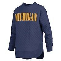 Sweat-shirt matelassé à manches longues pour femme Pressbox bleu marine Michigan Wolverines