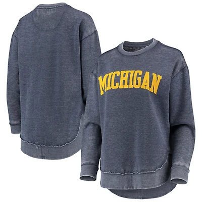 Sweat-shirt à enfiler Pressbox Michigan Wolverines Vintage Wash pour femme, bleu marine