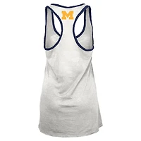 Women's Pressbox White/Navy Michigan Wolverines Tracy Racerback Burnout Tank Top