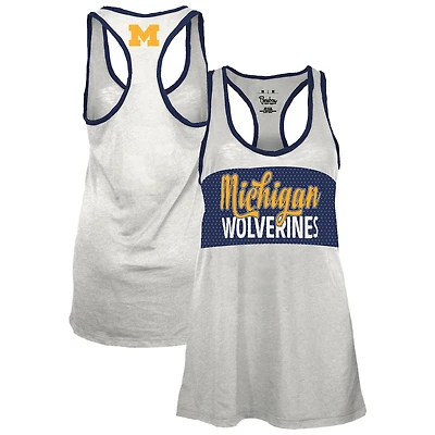 Women's Pressbox White/Navy Michigan Wolverines Tracy Racerback Burnout Tank Top