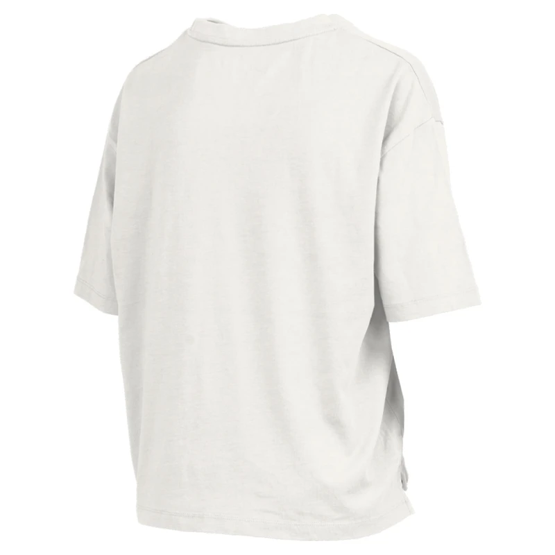 T-shirt oversize à carreaux blancs Pressbox pour femmes, Michigan Wolverines, champions nationaux de basketball masculin NCAA 2026.