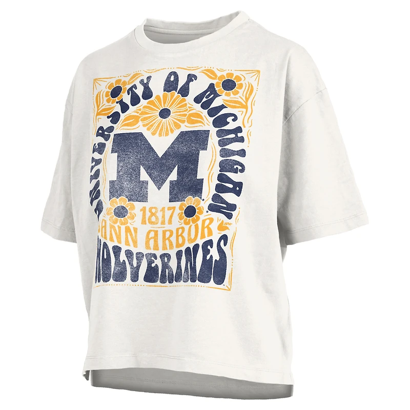 Women's Pressbox White Michigan Wolverines Harmony Oversized Slub T-Shirt