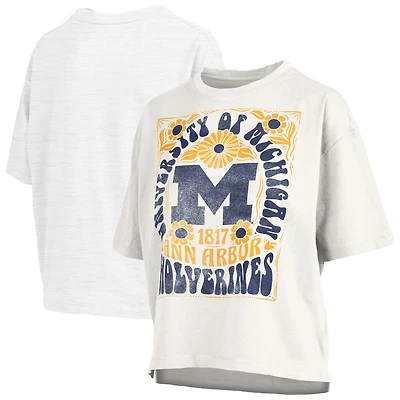 Women's Pressbox White Michigan Wolverines Harmony Oversized Slub T-Shirt