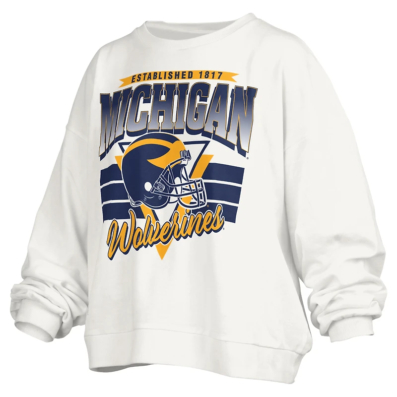 Sweat-shirt surdimensionné à logo rétro Janice des Michigan Wolverines pour femme Pressbox White