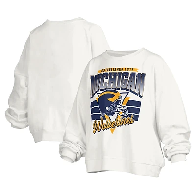Sweat-shirt surdimensionné à logo rétro Janice des Michigan Wolverines pour femme Pressbox White