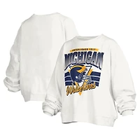 Sweat-shirt surdimensionné à logo rétro Janice des Michigan Wolverines pour femme Pressbox White