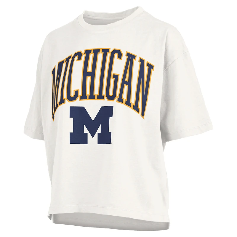 Women's Pressbox White Michigan Wolverines Plus Nelson Motley Crew Oversized Slub T-Shirt