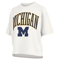 Women's Pressbox White Michigan Wolverines Plus Nelson Motley Crew Oversized Slub T-Shirt