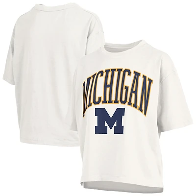 Women's Pressbox White Michigan Wolverines Plus Nelson Motley Crew Oversized Slub T-Shirt