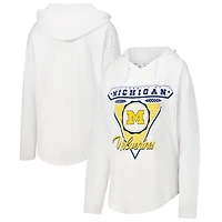 Women's Pressbox White Michigan Wolverines San Bruno Hoodie Long Sleeve T-Shirt