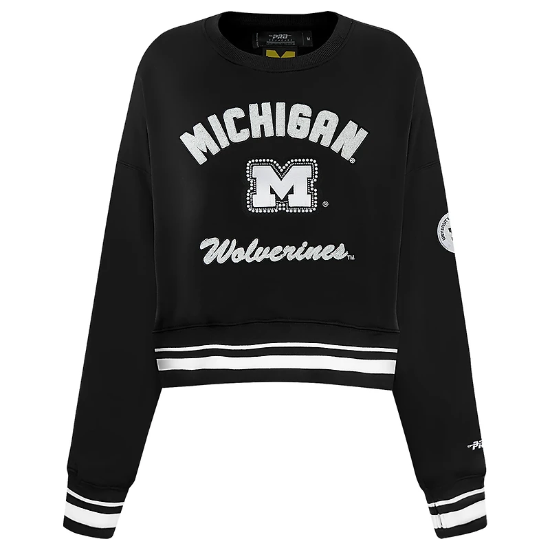 Sweat-shirt court Pro Standard noir pour femme Michigan Wolverines Pearl