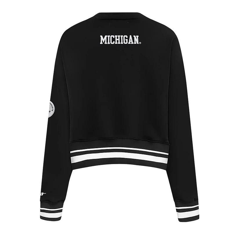 Sweat-shirt court Pro Standard noir pour femme Michigan Wolverines Pearl