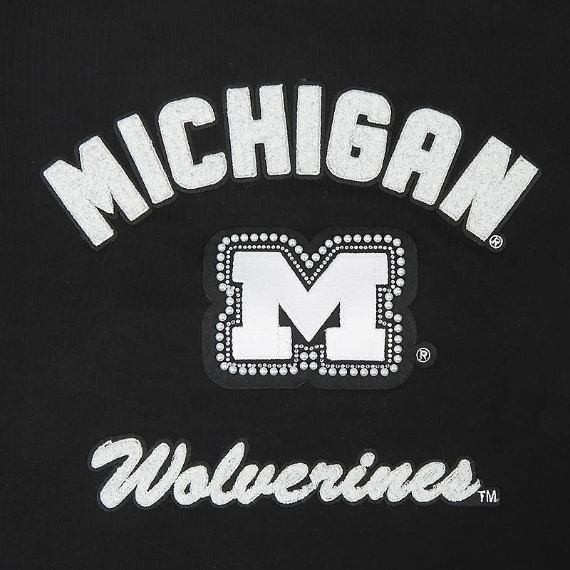 Sweat-shirt court Pro Standard noir pour femme Michigan Wolverines Pearl
