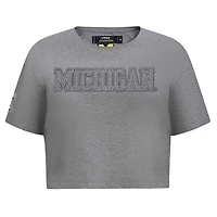 Women's Pro Standard Heather Charcoal Michigan Wolverines Tonal Neutral Boxy Cropped T-Shirt
