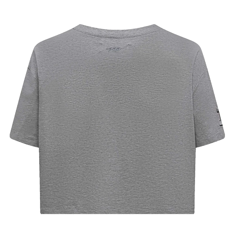 Women's Pro Standard Heather Charcoal Michigan Wolverines Tonal Neutral Boxy Cropped T-Shirt