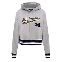 Sweat à capuche court en polaire Pro Standard pour femmes, gris chiné, Michigan Wolverines Script Tail