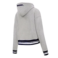 Sweat à capuche court en polaire Pro Standard pour femmes, gris chiné, Michigan Wolverines Script Tail